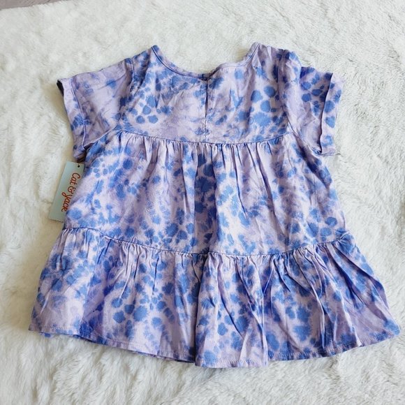 Cat & Jack, Girls' Short Sleeve Tiered Woven Shirt, 3KIDA-BS - Picture 4 of 5